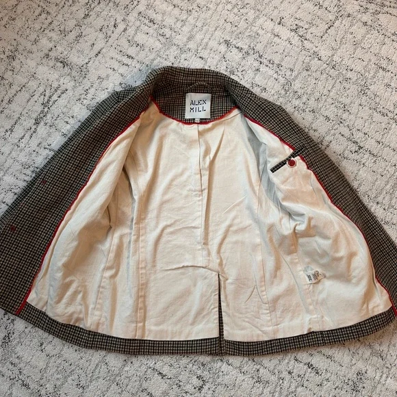 Alex Mill XS Houndstooth Jacket in Brown and Cream - Picture 9 of 12